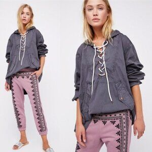 Free People Poplin Lace Pullover Hooded Jacket Sm